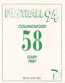 1994 Select AFL Stickers #58 Gary Pert Back